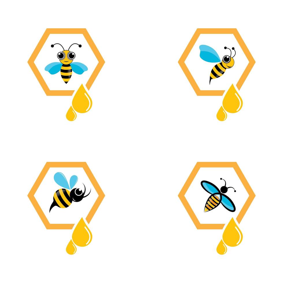 bee logo afbeeldingen instellen vector