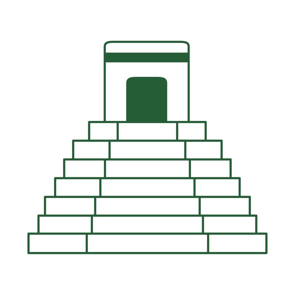 Mexicaans piramide antiek tempel cinco de mayo viering lijn stijl icoon vector