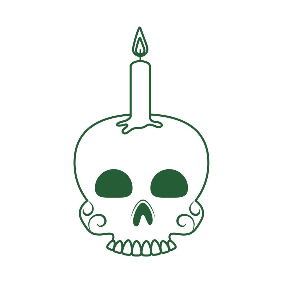 schedel met kaars cinco de mayo Mexicaans viering lijn stijl icoon vector