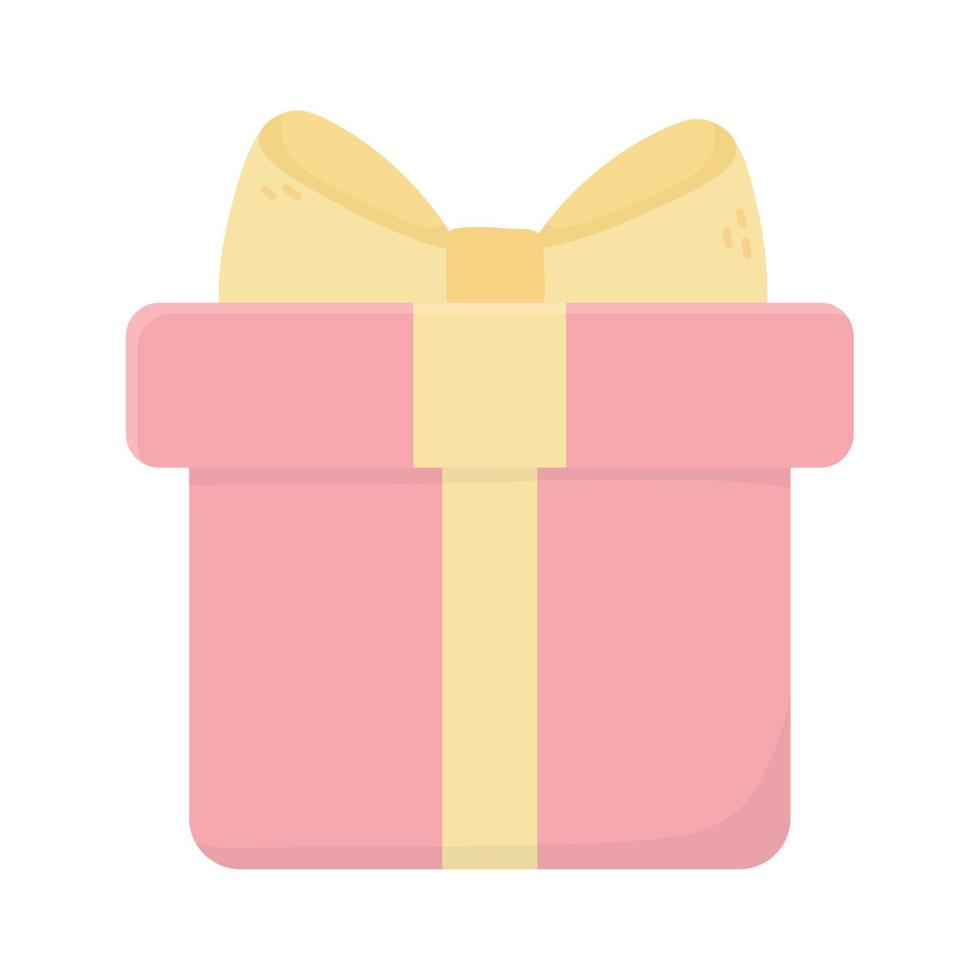 gelukkig verjaardag geschenk doos lint decoratie viering geïsoleerd icoon vector