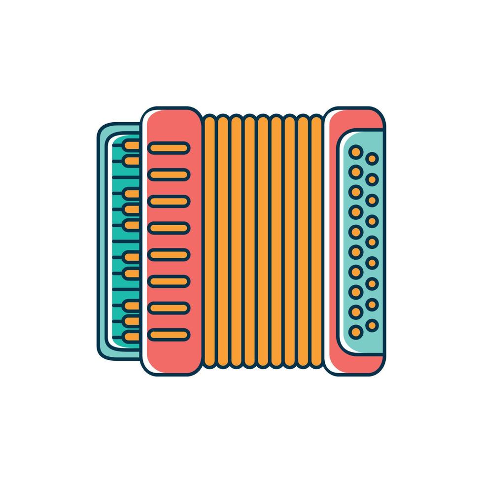 accordeon instrument melodie geluid muziek- lijn en vullen stijl vector