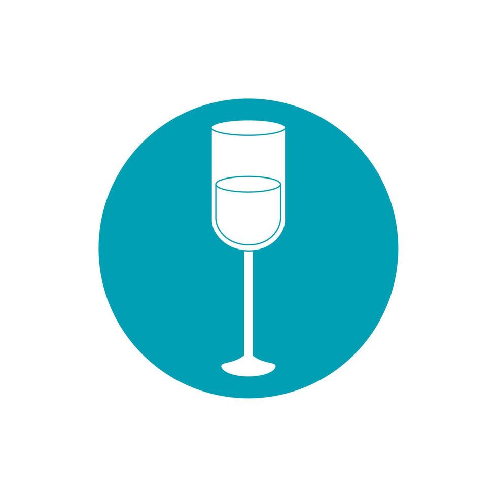 drankjes Champagne glas drank alcohol likeur blauw blok stijl icoon vector