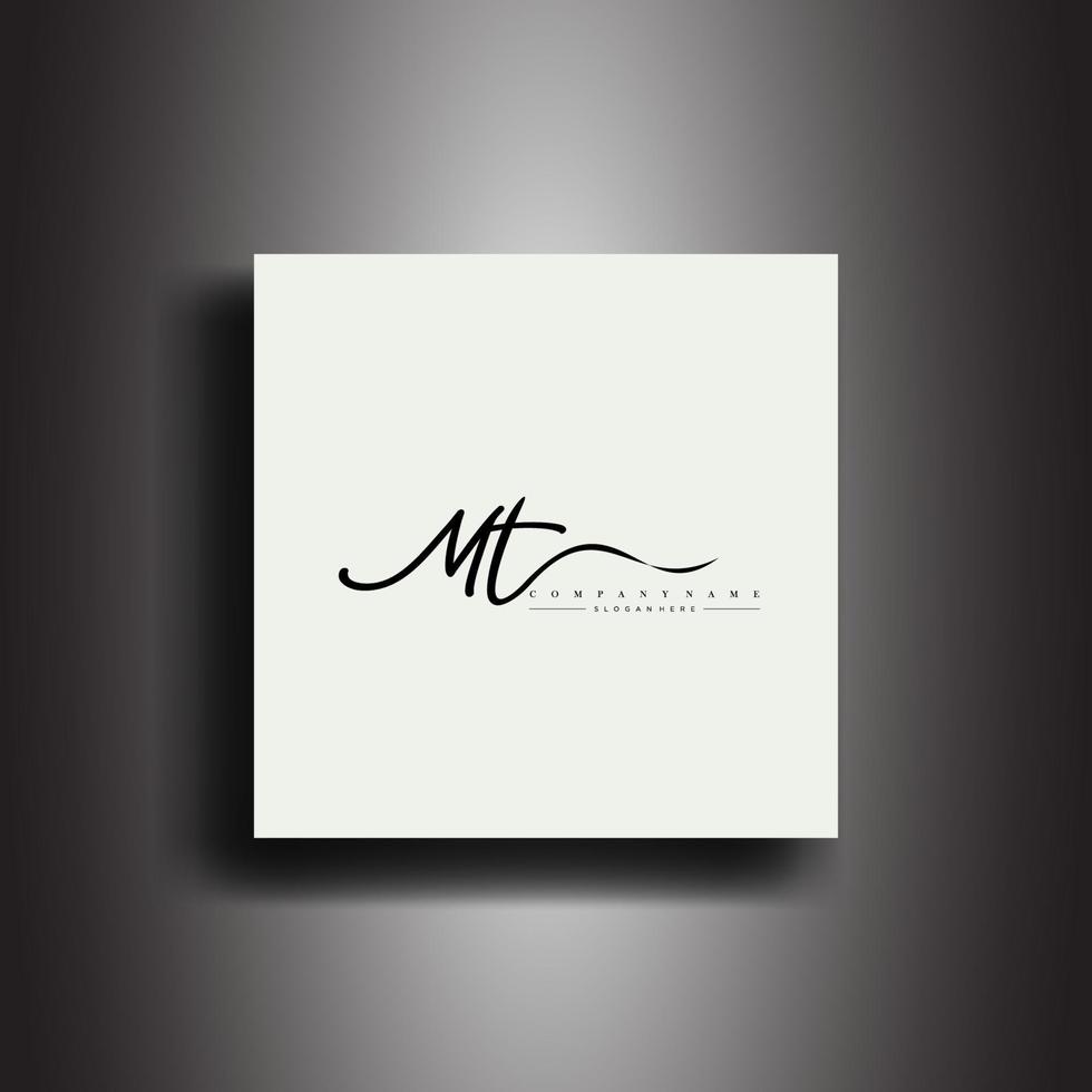 mt handtekening stijl monogram.calligraphic belettering icoon en handschrift vector kunst.