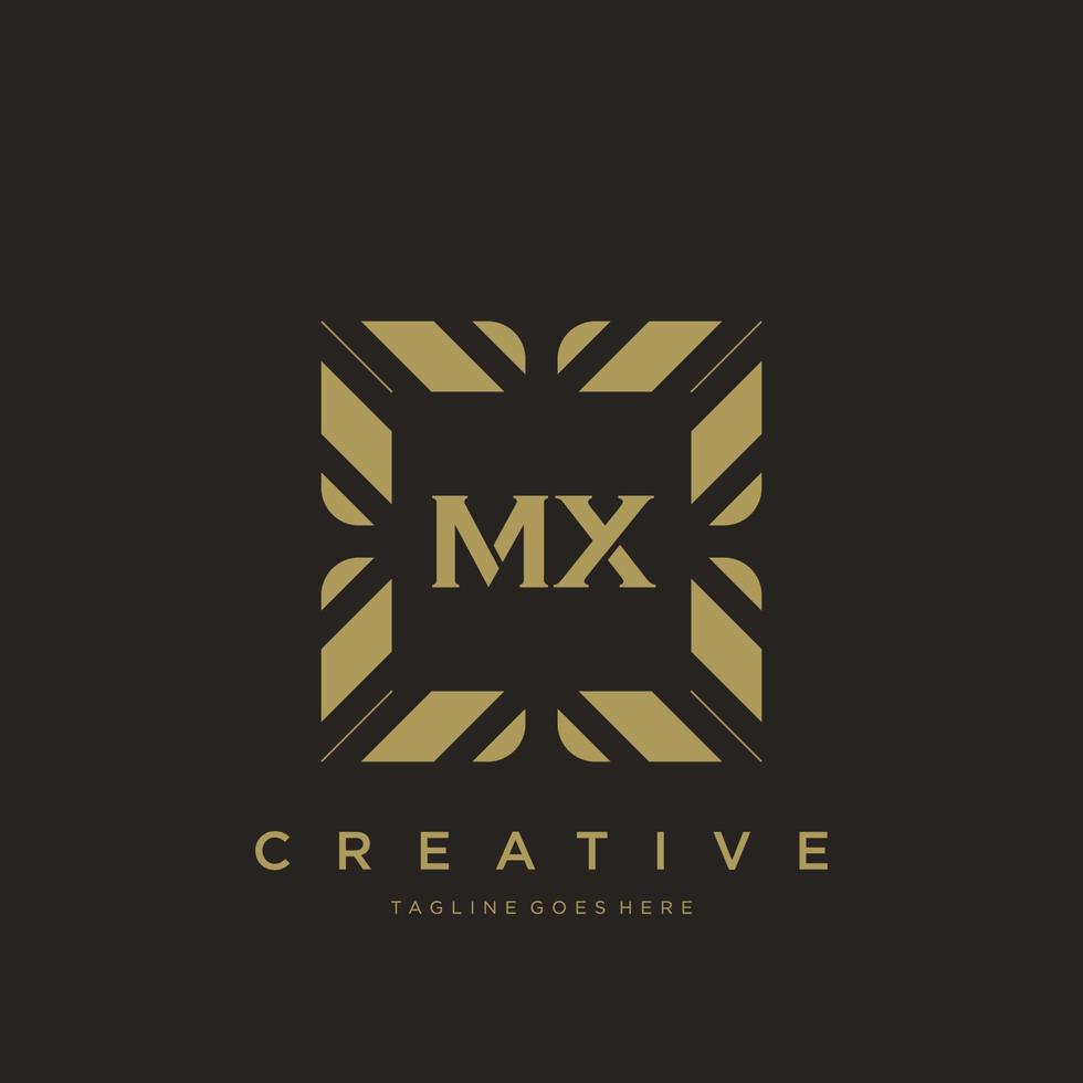 mx eerste brief luxe ornament monogram logo sjabloon vector