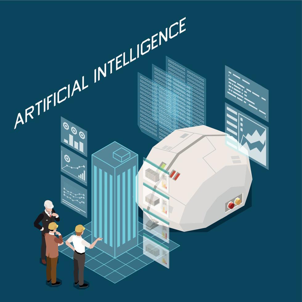 kunstmatig intelligentie- isometrische achtergrond vector