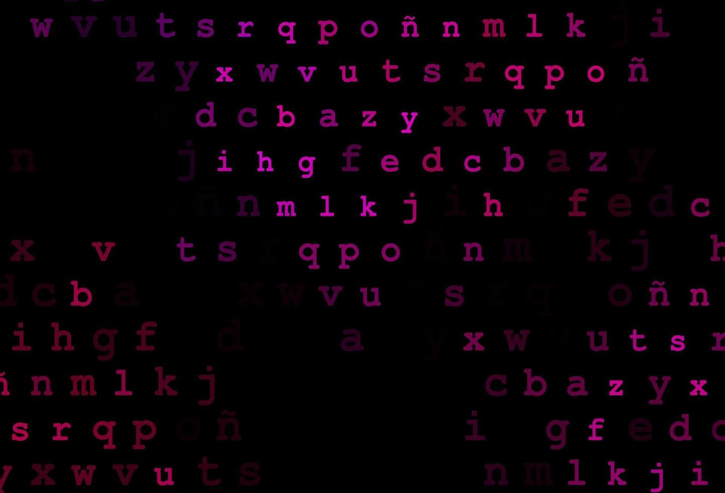 donkerpaarse vectorachtergrond met tekens van alfabet. vector