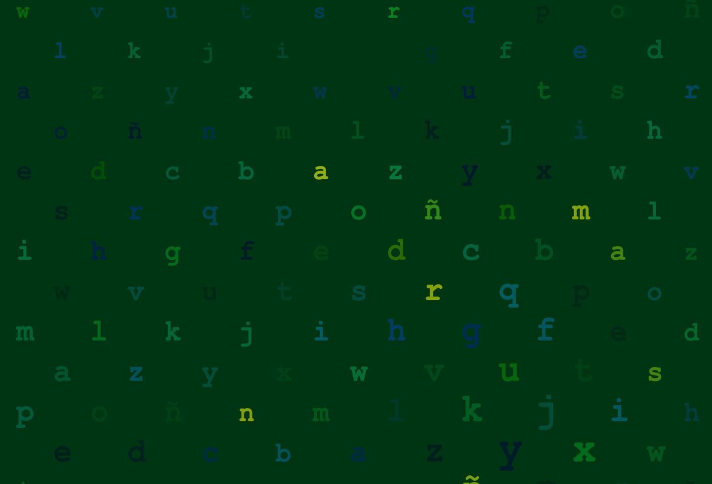 donkerblauwe, groene vectortextuur met abc-tekens. vector