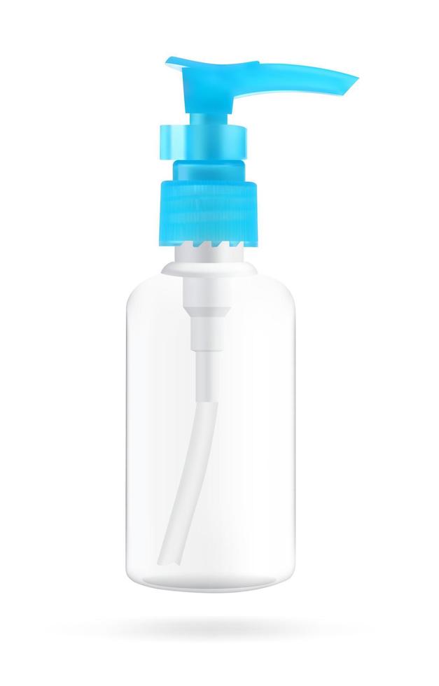 kunstmatig fles met dispenser voor zeep en cosmetica. mockup van verpakking voor vloeistoffen. vector 3d illustratie.