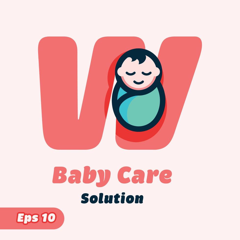 alfabet w baby zorg logo vector