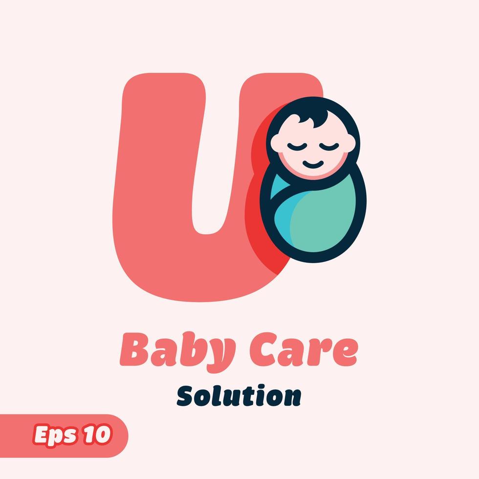 alfabet u baby zorg logo vector