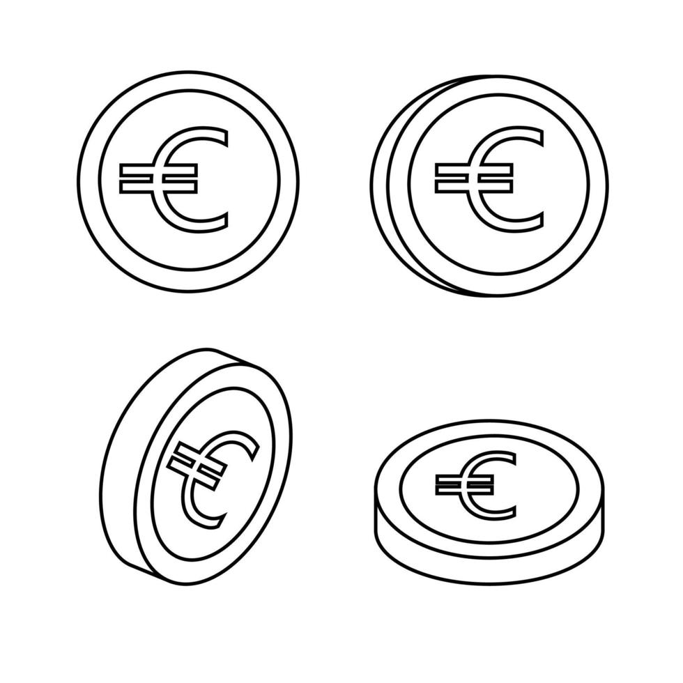 euro icoon handvol van munten in lijn stijl. vector illustratie