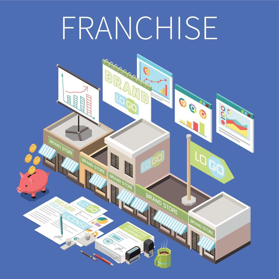 franchise isometrische achtergrond vector