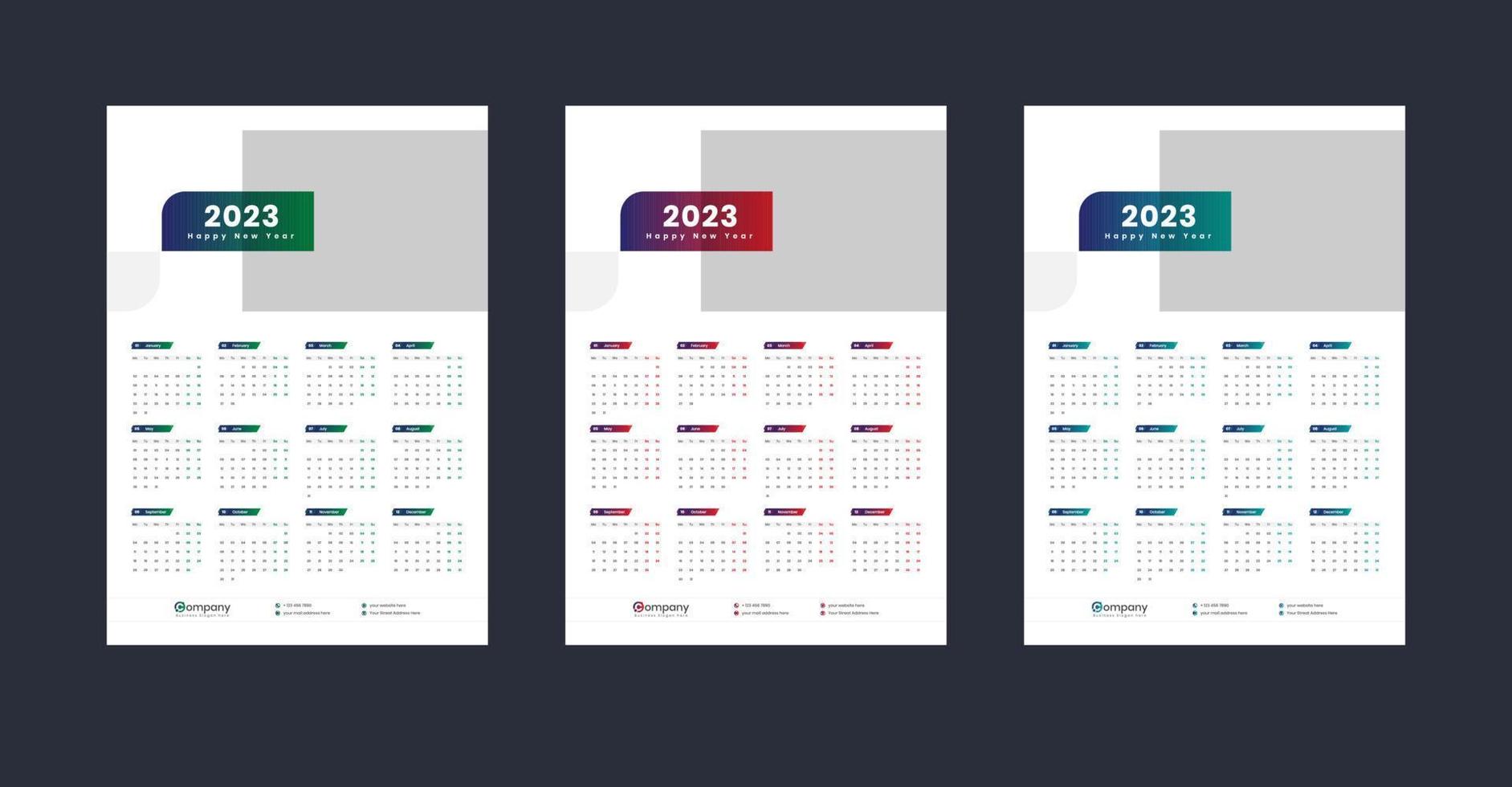 een bladzijde muur kalender 2023 vector