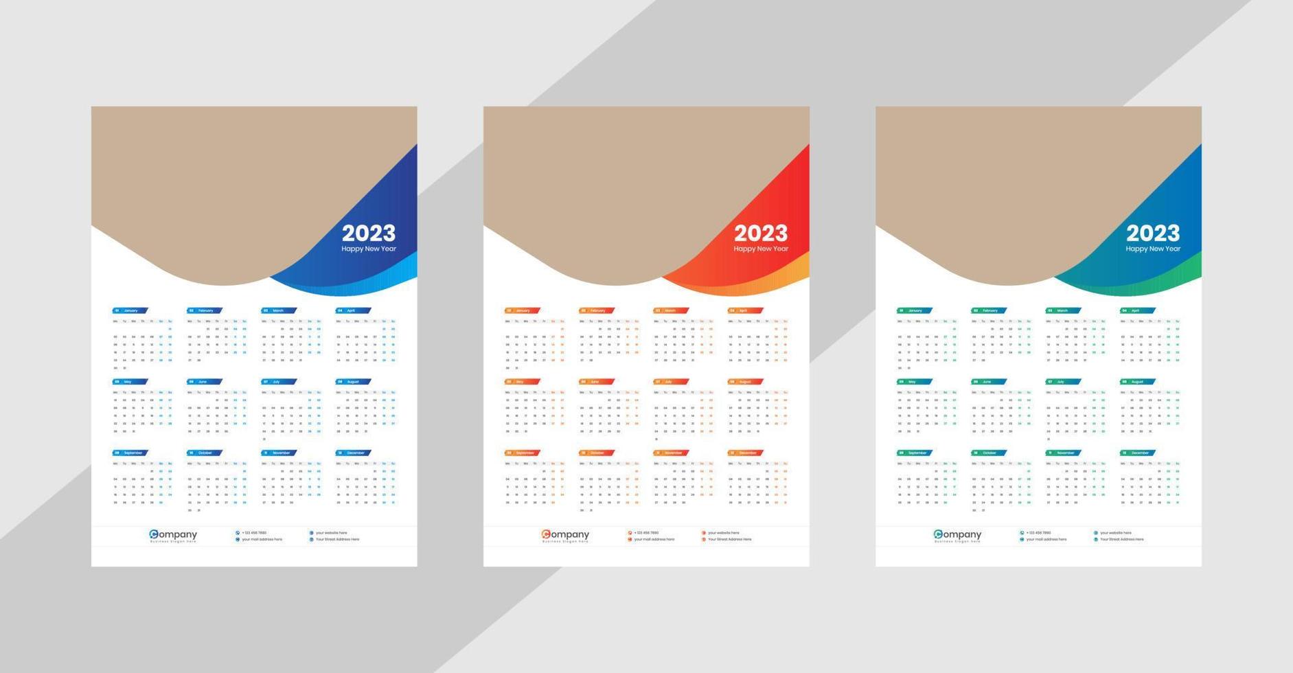 een bladzijde muur kalender 2023 vector