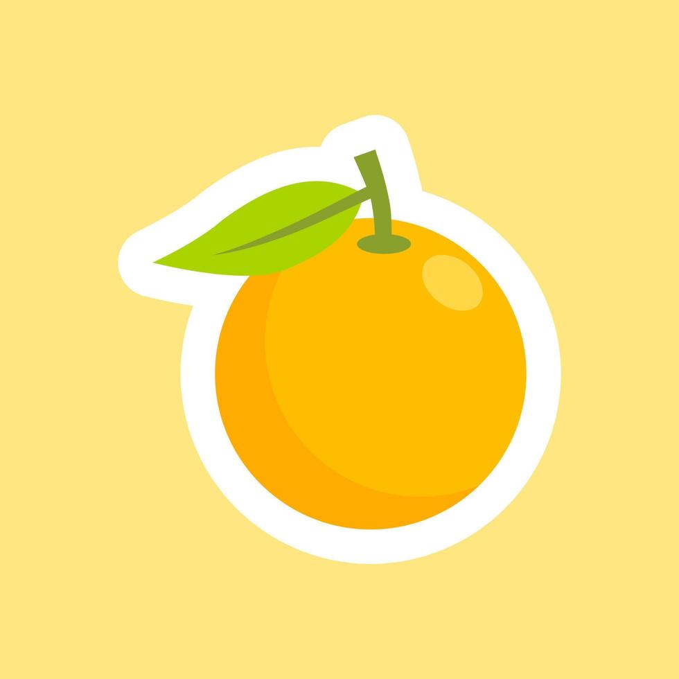 oranje sticker vlak ontwerp. illustratie oranje fruit met wit beroerte ontwerp. vector