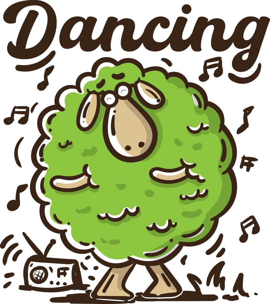 schattig schapen dansen tekenfilm vector illustratie. t overhemd ontwerp