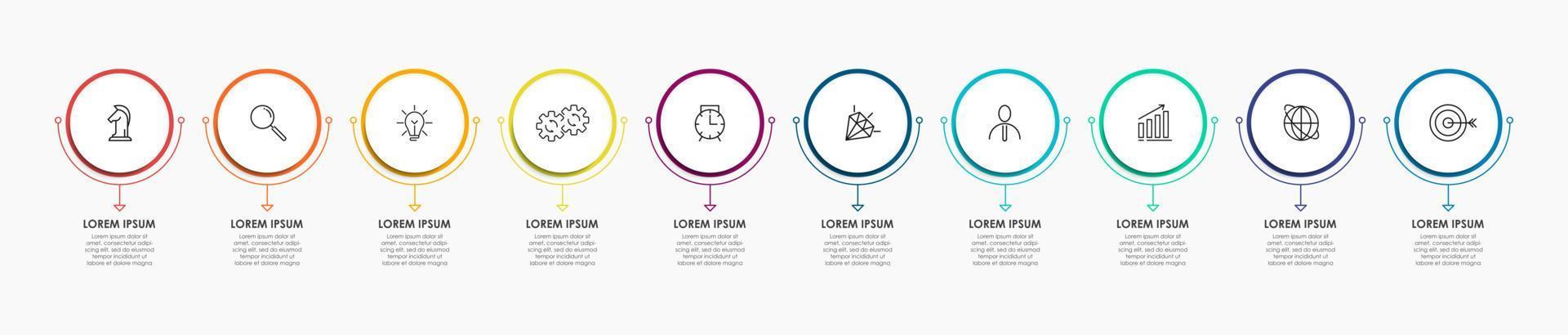 bedrijf infographic ontwerp sjabloon vector met pictogrammen en 10 opties of stappen. kan worden gebruikt voor werkwijze diagram, presentaties, workflow lay-out, banier, stromen grafiek, info diagram