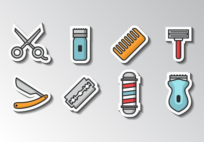 Gratis Barber Icons Sticker Style Vector