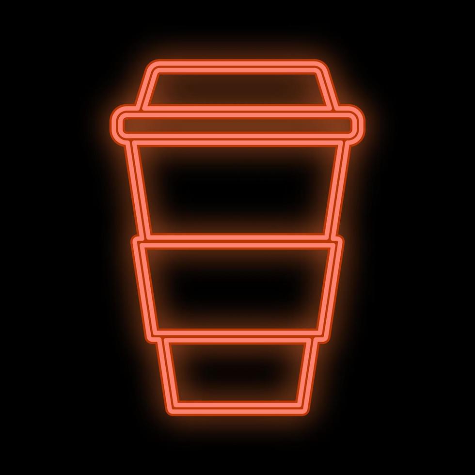 helder lichtgevend rood neon teken voor cafe bar restaurant kroeg mooi glimmend met een mok van koffie Aan een zwart achtergrond. vector illustratie