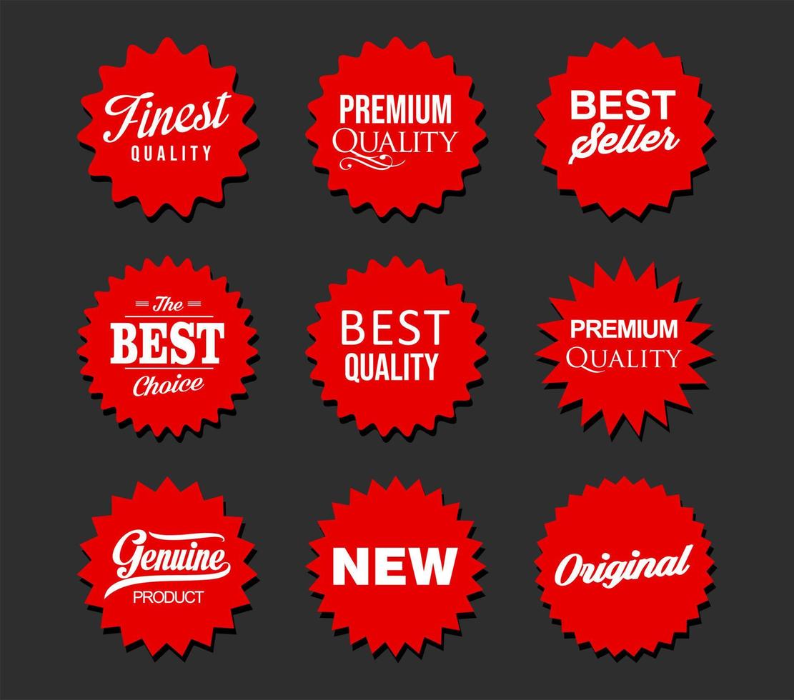 verzameling rode badges en labels moderne superverkoopstijl vector