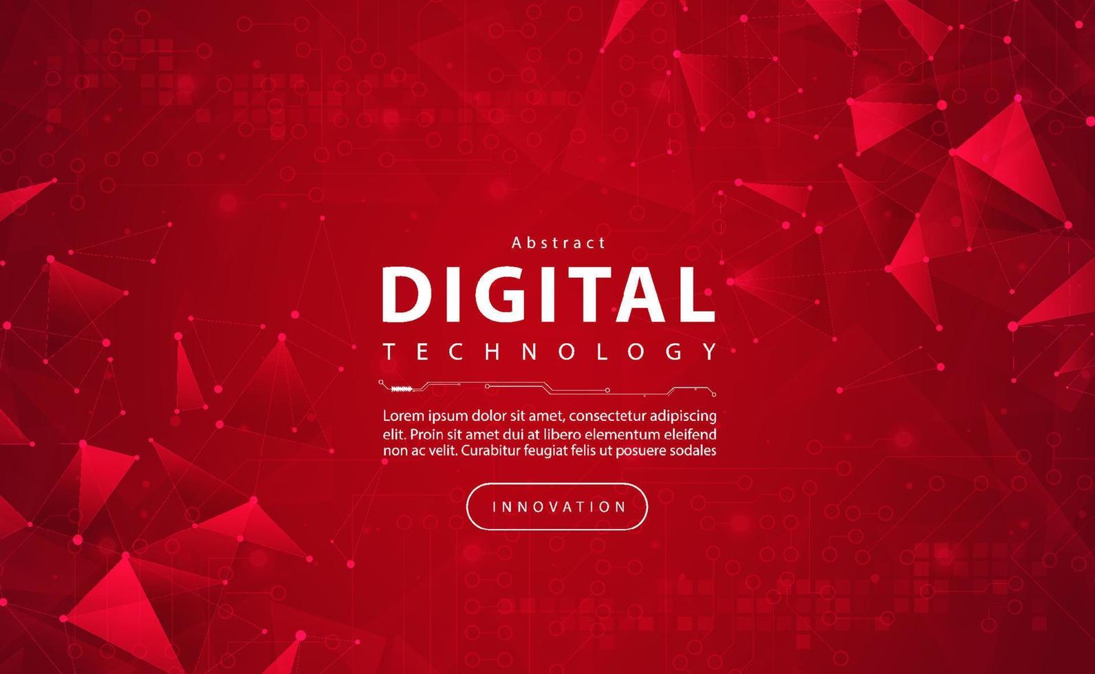 digitaal technologie banier rood achtergrond concept met technologie licht effect, abstract cyber techniek, innovatie toekomst gegevens, internet netwerk, ai groot gegevens, lijnen dots verbinding, illustratie vector