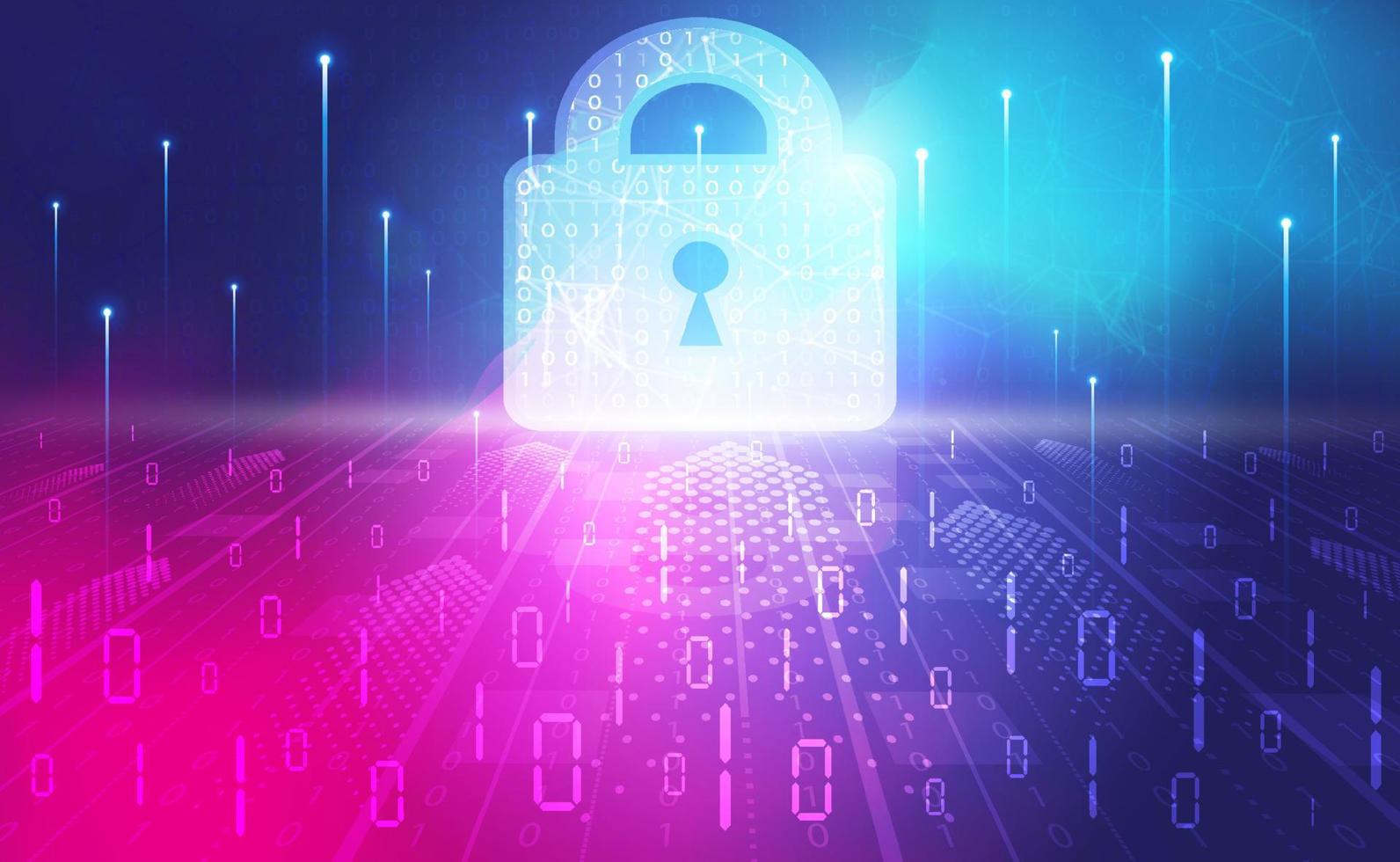 technologie veiligheid abstract achtergrond concept, digitaal technologie banier roze blauw achtergrond binair, cyber tech netwerk zeker, beschermen gegevens, anoniem hacker, digitaal misdrijf, illustratie vector