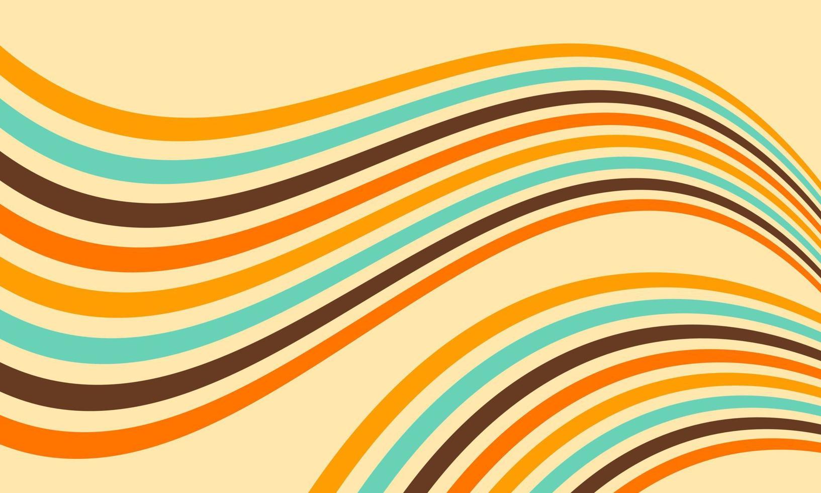 abstract retro wijnoogst jaren 70 golvend lijnen patroon behang achtergrond vector