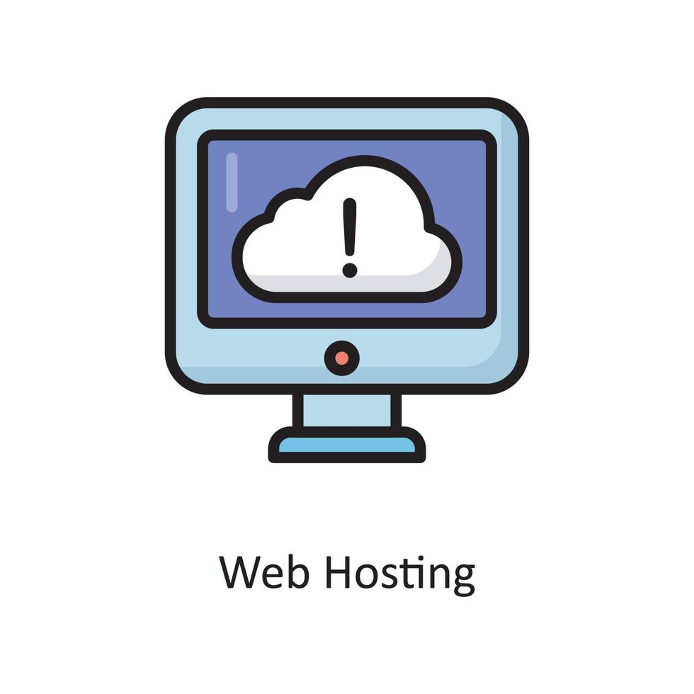 web hosting vector gevulde schets icoon ontwerp illustratie. wolk berekenen symbool Aan wit achtergrond eps 10 het dossier