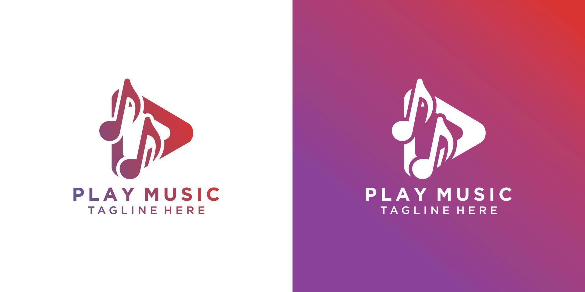 Speel muziek- logo ontwerp met modern concept premie vector