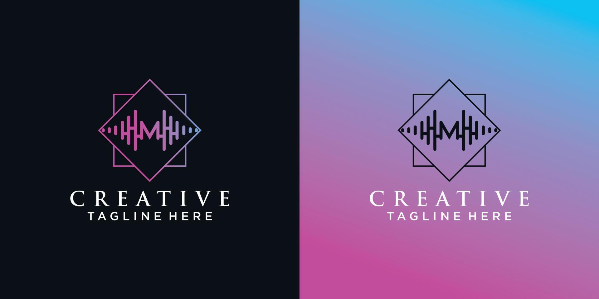 muziek- logo ontwerp met helling stylewith modern concept premie vector