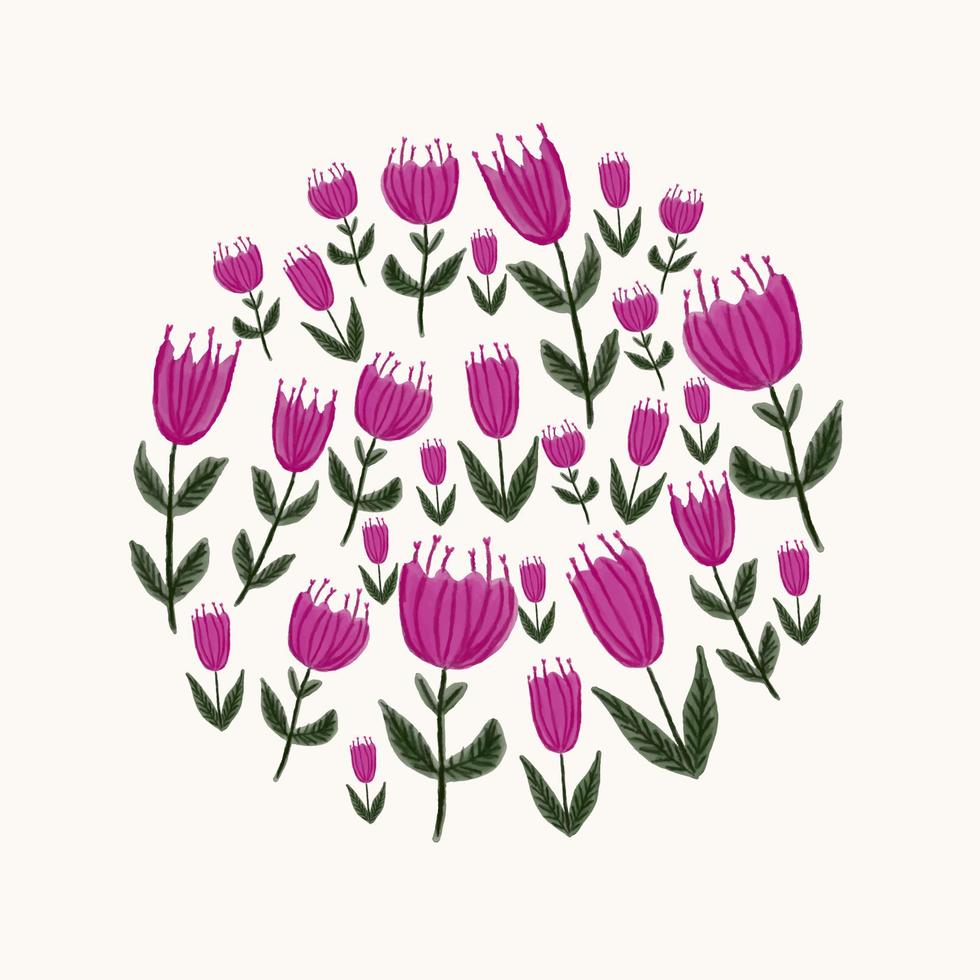 vector hand- getrokken stijl bloemen logo in een vorm van een cirkel. cirkel met bloemen. bedrijf identiteit voor boetiek, biologisch schoonheidsmiddelen of bloem winkel.