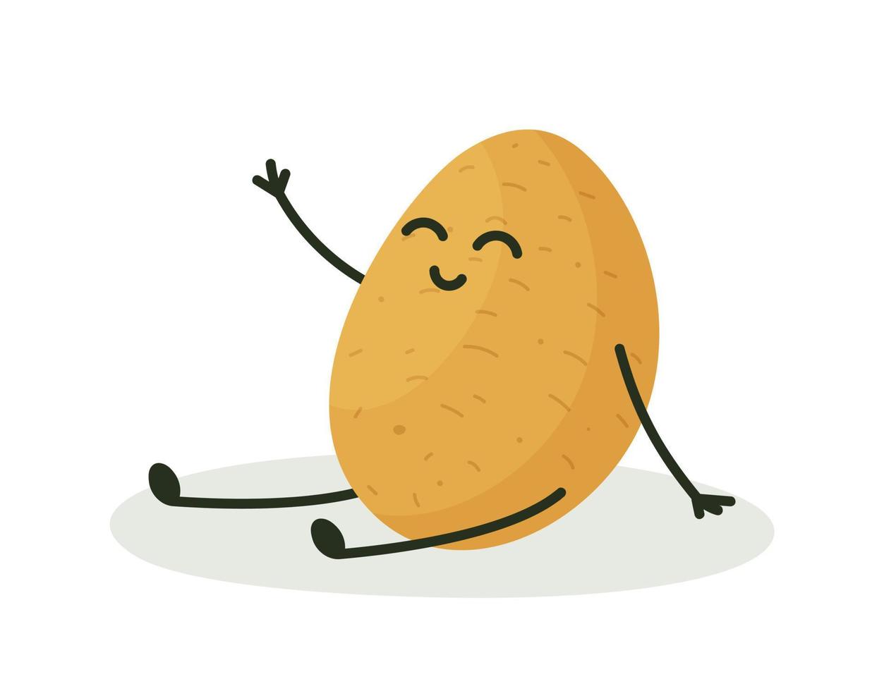 zuiver aardappel met handen, voeten en gezicht. vector illustratie van aardappel karakter. een mooi aardappel knol van groot maat.