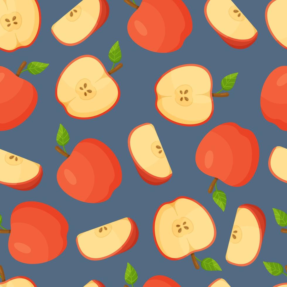 rood appel patroon Aan blauw achtergrond. vector illustratie van rood appel patroon. naadloos fruit patroon.