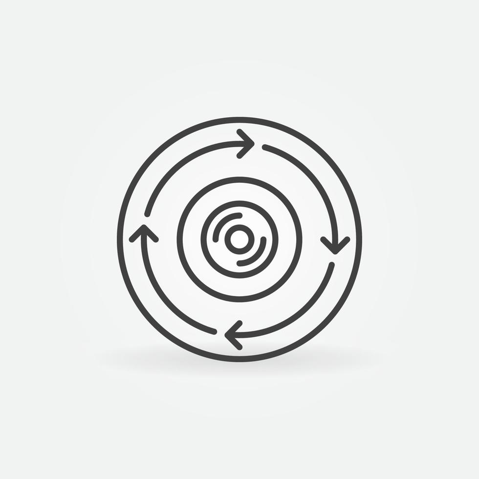 360 graden camera in cirkel met pijlen vector schets icoon