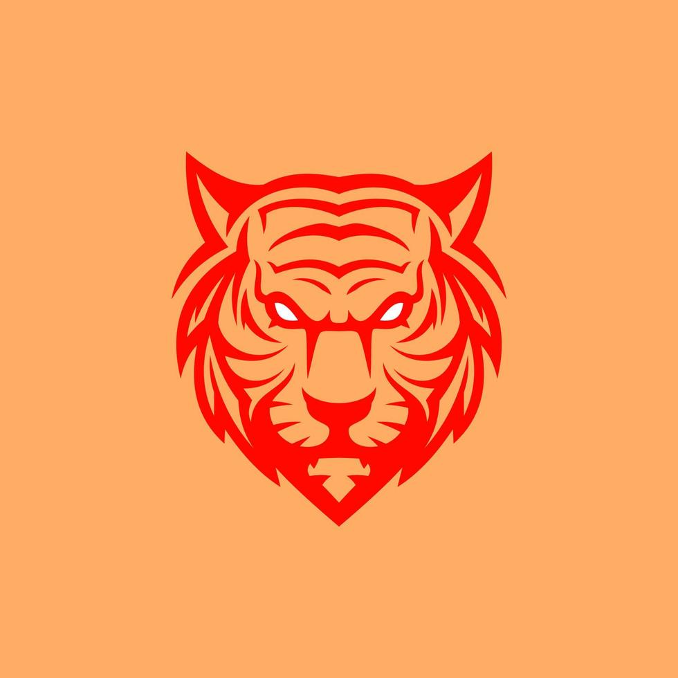 boos tijger hoofd logo icoon met rood oosters kleur. sport team mascotte logo sjabloon. vector
