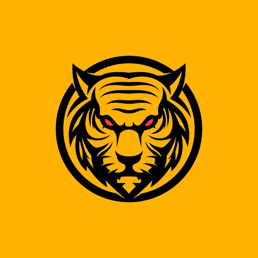 boos tijger hoofd logo icoon in gemakkelijk tribal lijn kunst stijl. sport team mascotte logo sjabloon. vector