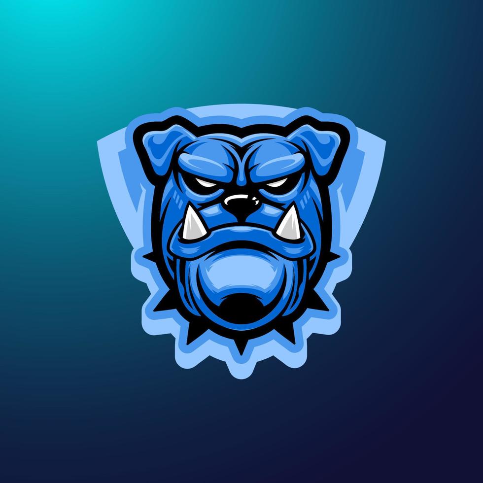 bulldog hoofd esport mascotte embleem logo. basketbal, basketbal, gaming logo illustratie. vector