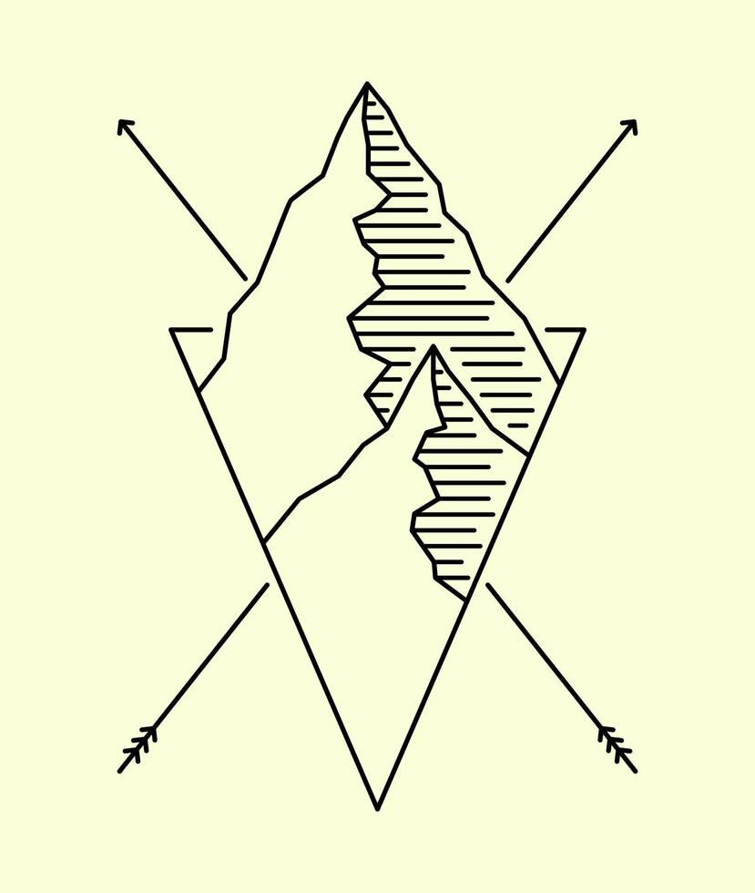 gemakkelijk vector ontwerp van natuur berg met X pijlen