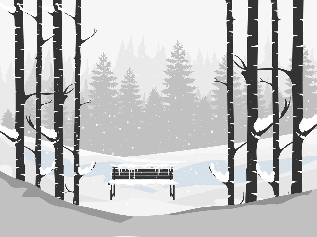 winter natuur Woud vector