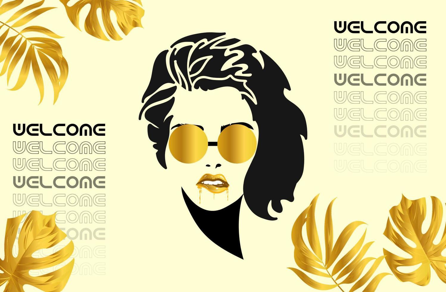 Dames met bril gouden logo vector