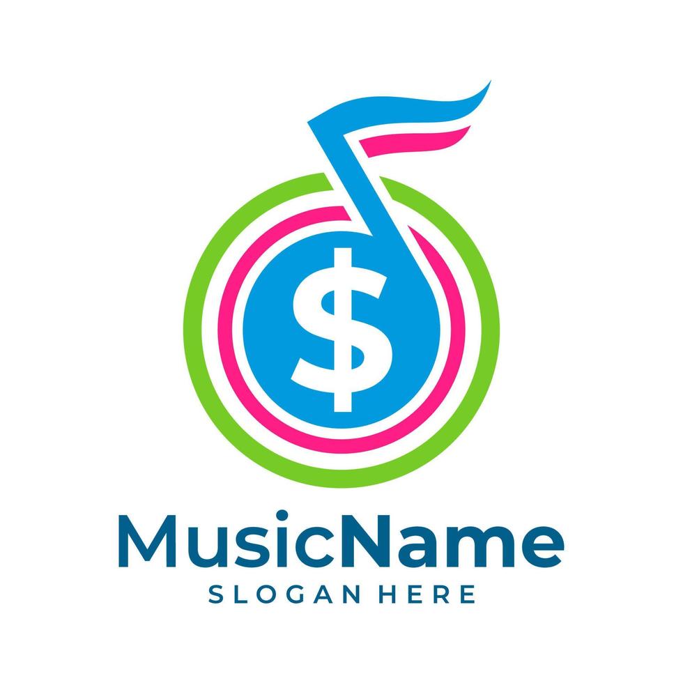 geld muziek- logo vector. muziek- geld logo ontwerp sjabloon vector