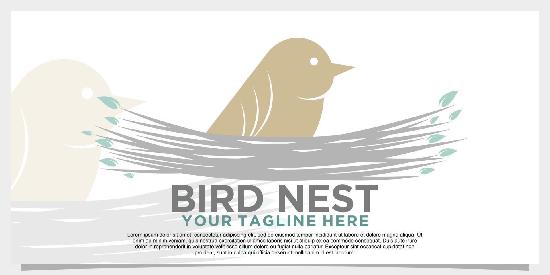 vogel nest logo ontwerp met creatief concept premie vector