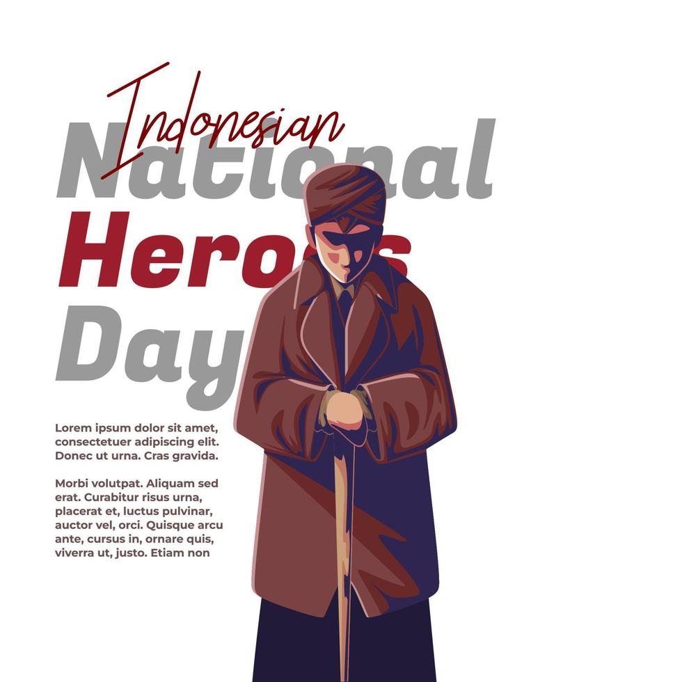 Indonesisch helden dag illustratie over algemeen Sudirman vector