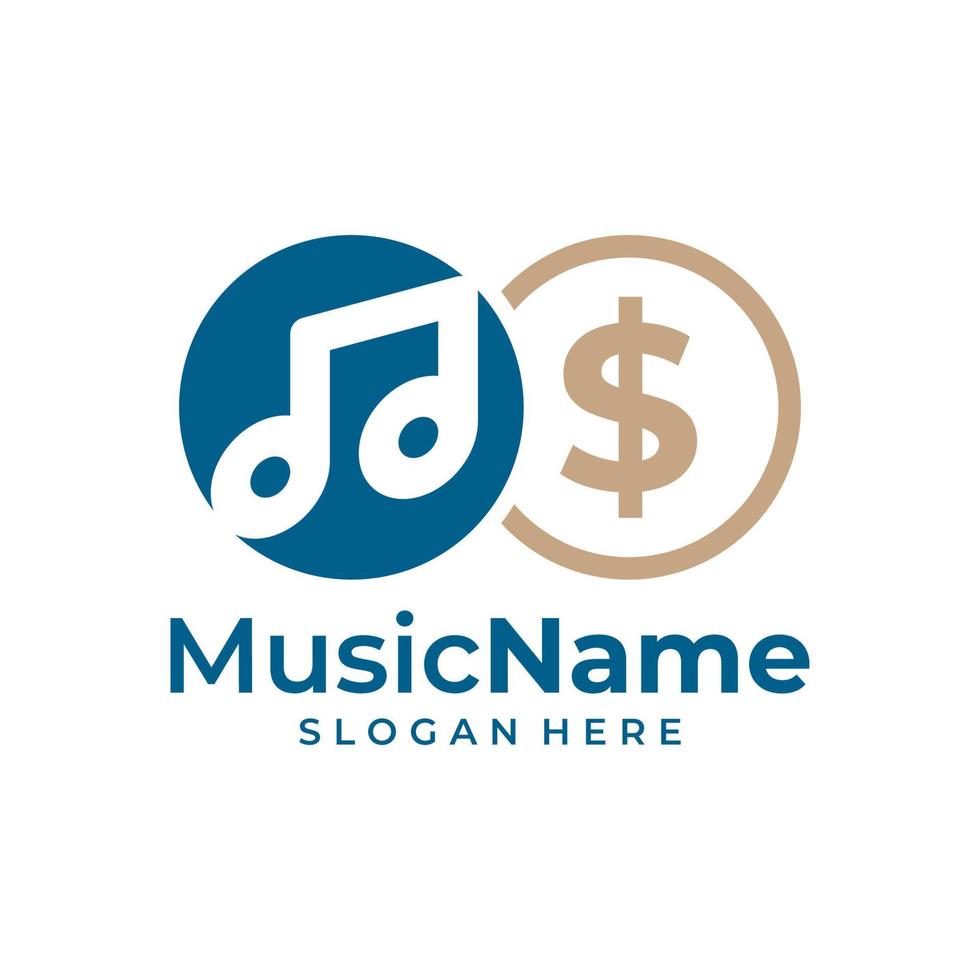geld muziek- logo vector. muziek- geld logo ontwerp sjabloon vector
