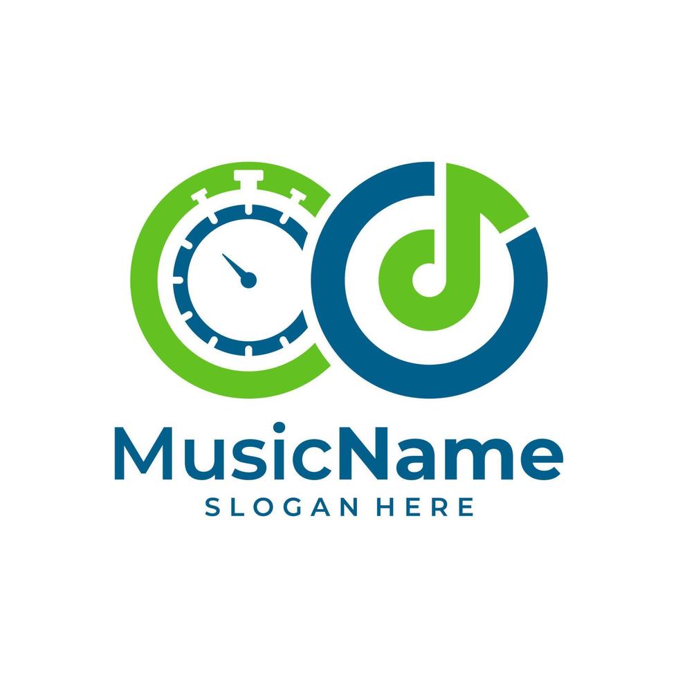 muziek- tijd logo vector icoon illustratie. tijd muziek- logo ontwerp sjabloon