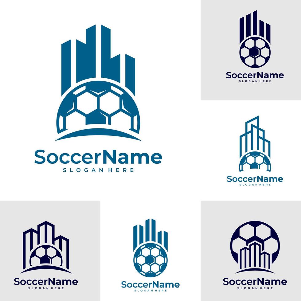 reeks van stad voetbal logo sjabloon, Amerikaans voetbal stad logo ontwerp vector