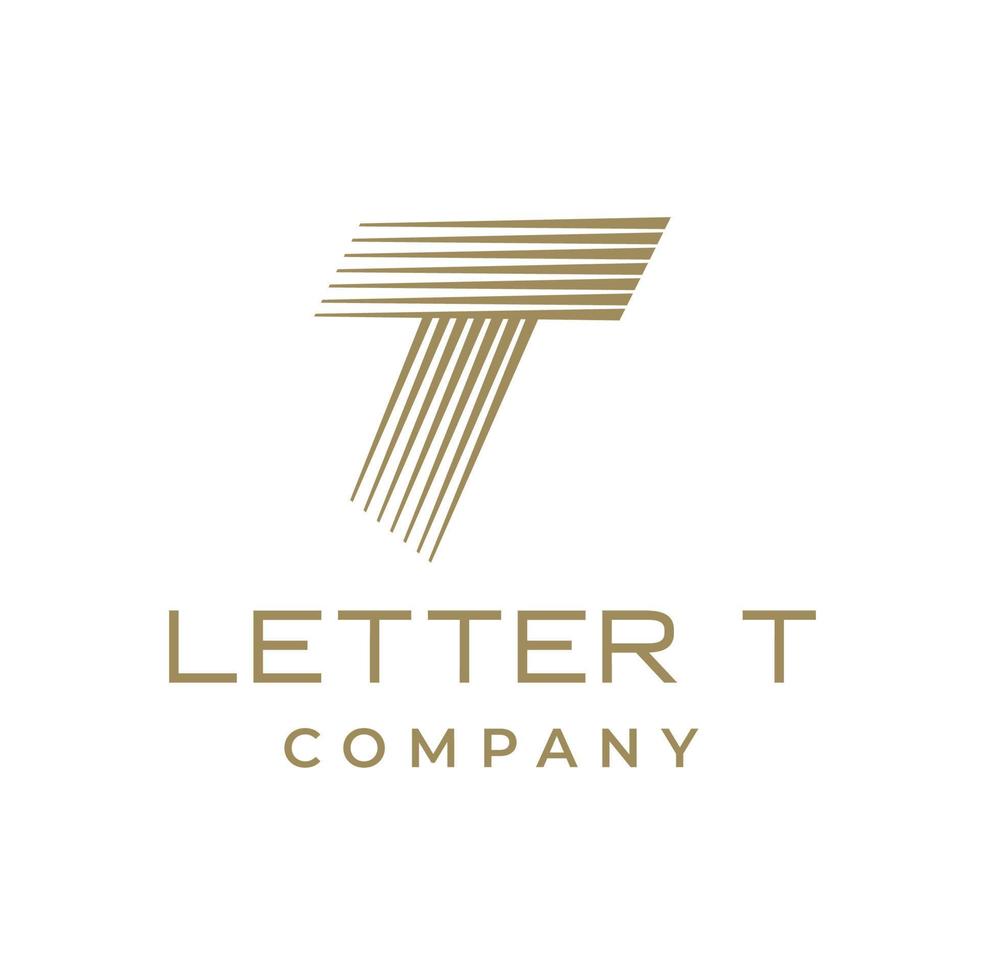 elegant goud brief t logo. creatief logotype ontwerp voor luxe bedrijf branding. vector