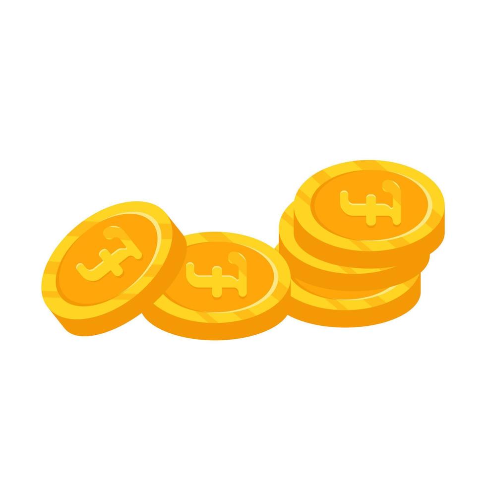 goud handvol van pond munten. vector illustratie