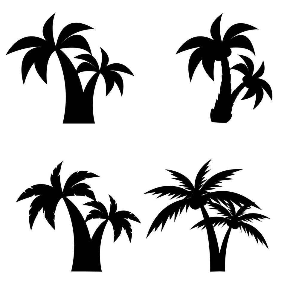 reeks van verschillend gekoppeld silhouetten van palm bomen. geïsoleerd Aan wit achtergrond. vector