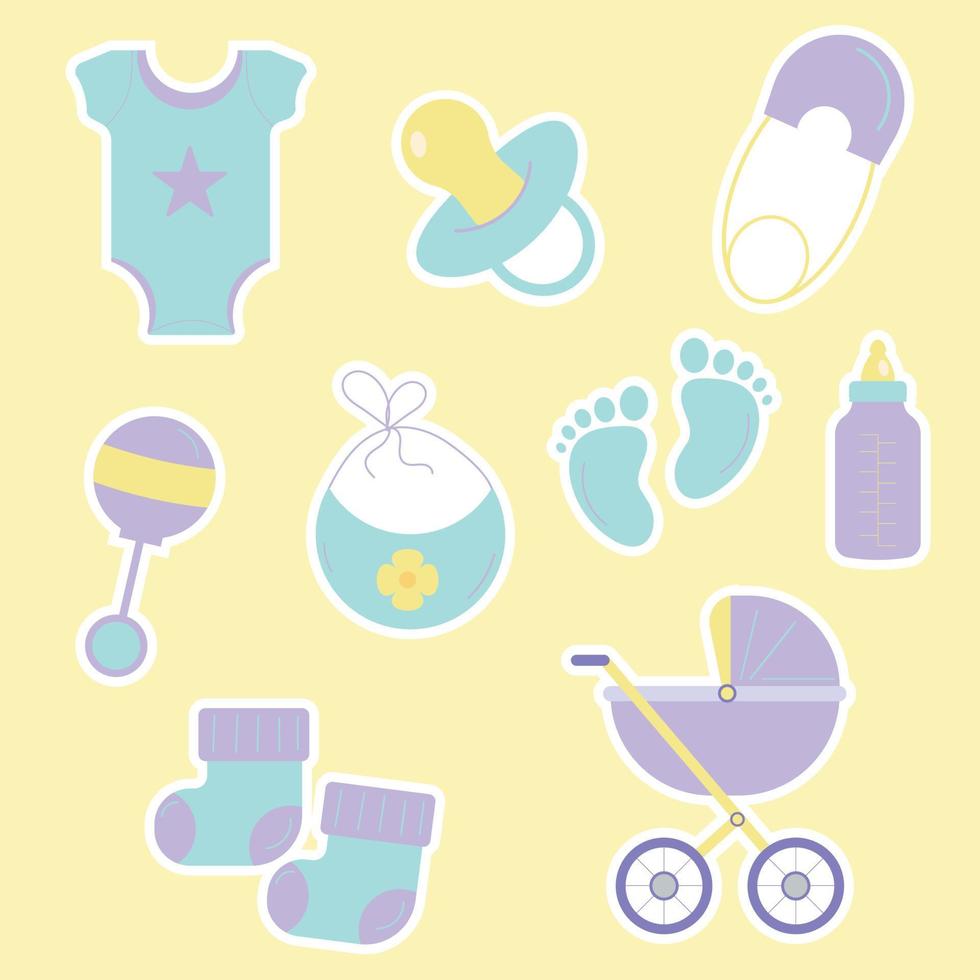 baby douche sticker set. vector illustratie